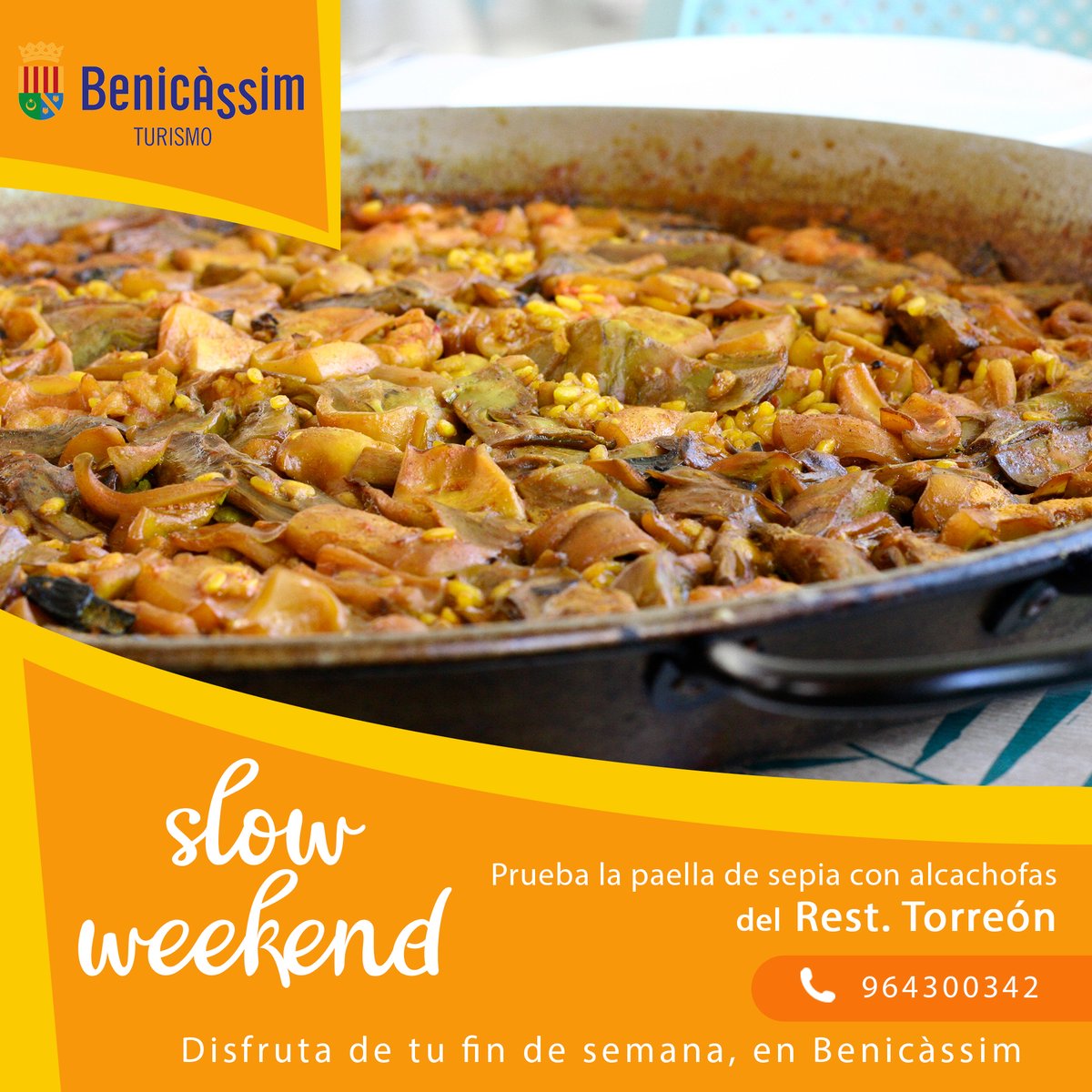 tmobenicassim's tweet image. Empezamos la semana pensando en el finde 😛 y es que no podemos esperar para probar esta riquísima paella de sepias y alcachofa de el Torreón. Reservas 📞 964 30 03 42 #SlowWeekend
