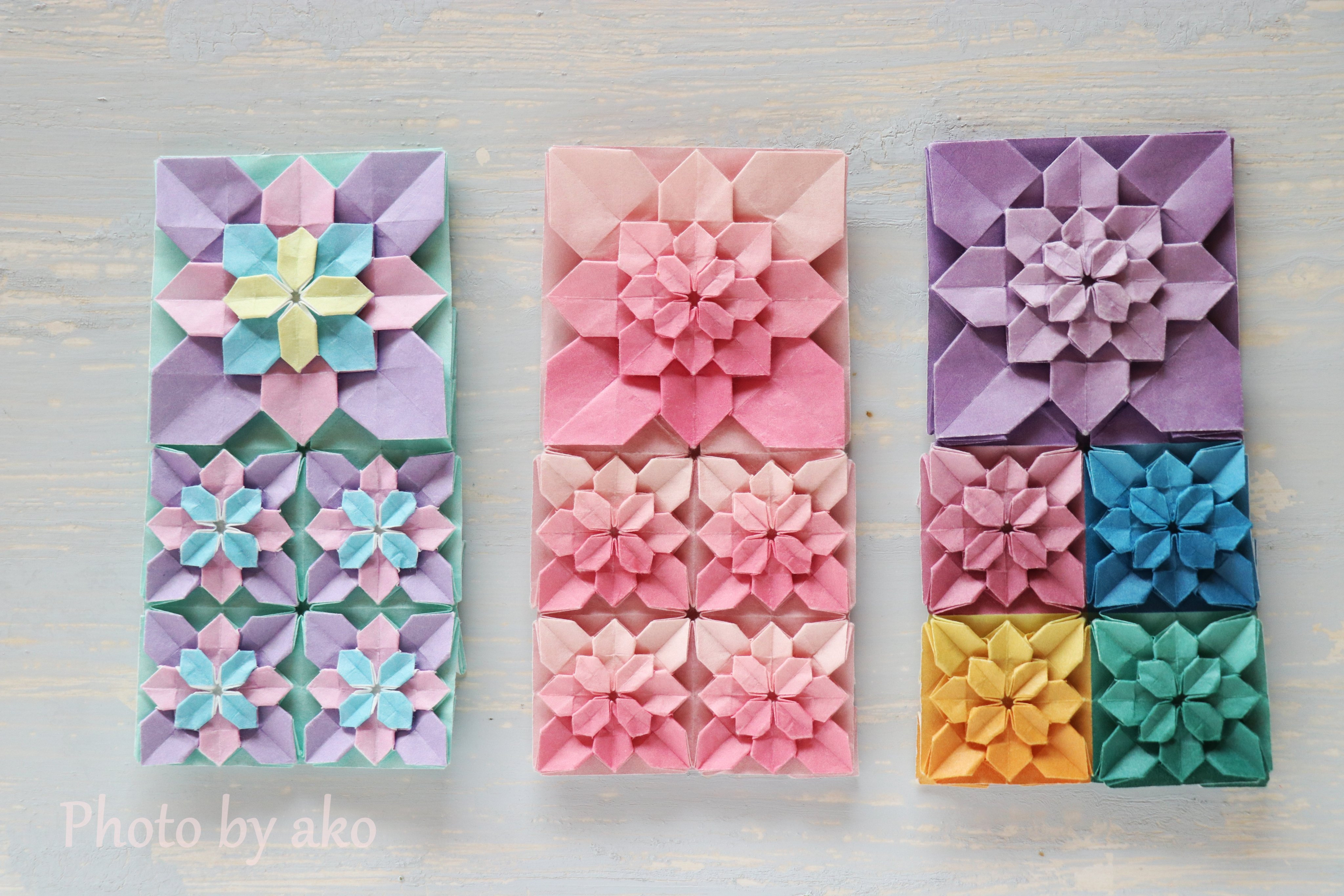 Ako 斉藤智美さん考案の 無限あじさい 一枚で切り込みなしです 色付けをして折っています 真ん中のピンクがやっぱり一番良い 日本折紙協会の張替教室で習うことができます 折り紙作品 あじさい折り 藤本修三 T Co Vmt9tyqfhn Twitter