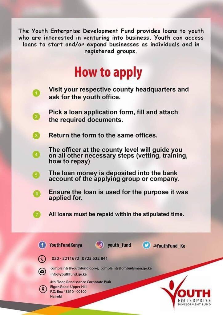 YEMKenya's tweet photo. From @YouthFund_Ke - Youth can access the affordable financing and business support services as individuals or in registered groups. The credit can be used to start or expand businesses for self economic development
@nadia_abdalla_ @Kenya_NI_Mimi @MoICTKenya
#YouthProgramsKE https://t.co/c8hx92S4Uq