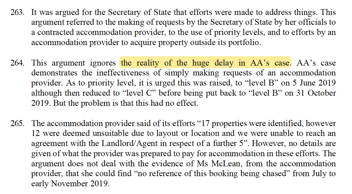 The Court's findings are stark.There was 'huge delay' in AA's case, despite the fact that he was seriously disabled with a terminal illness.The Home Office failed to arrange adequate accommodation for a period of 9 months.
