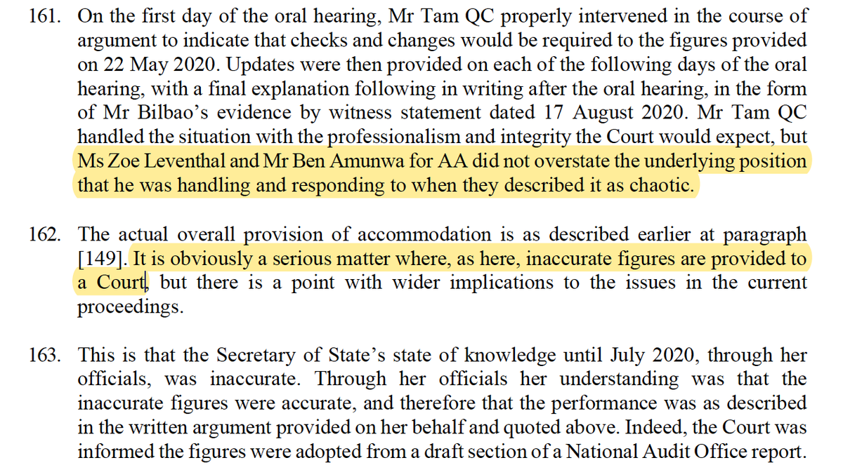 The Secretary of State had provided the Court with inaccurate figures on the performance of her private sector contractors. In reality, performance was far worse than she claimed it was.The situation was 'chaotic'.