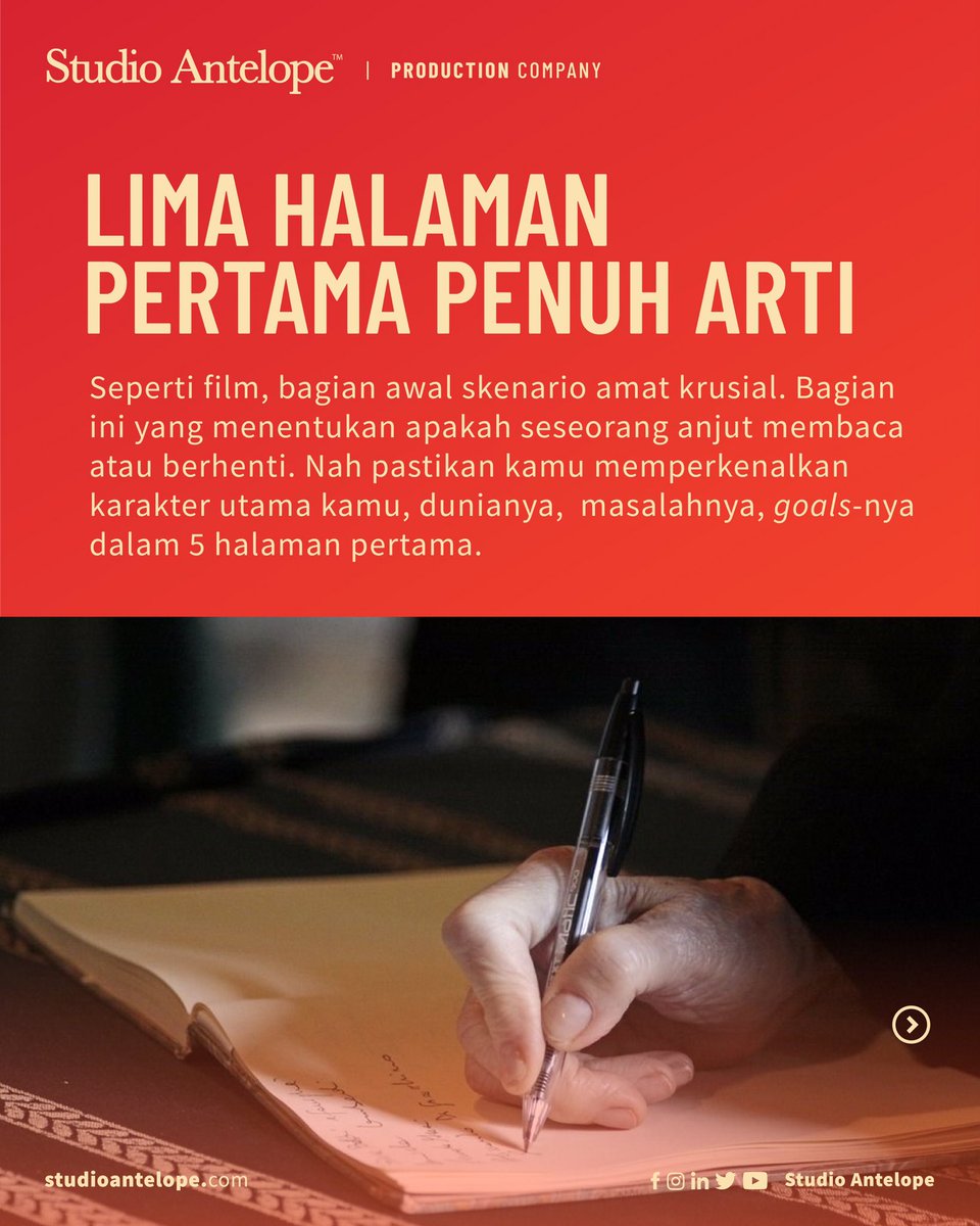 studioantelope's tweet photo. Nih mimin kasih tips buat kalian yg suka nulis skenario biar dilirik sama produser-produser di luar sana 🤓
#AntelopeListicle #BikinDanBerbagi #TipsFilm https://t.co/oAT3L8V1G3