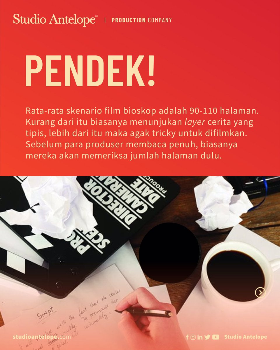 studioantelope's tweet photo. Nih mimin kasih tips buat kalian yg suka nulis skenario biar dilirik sama produser-produser di luar sana 🤓
#AntelopeListicle #BikinDanBerbagi #TipsFilm https://t.co/oAT3L8V1G3