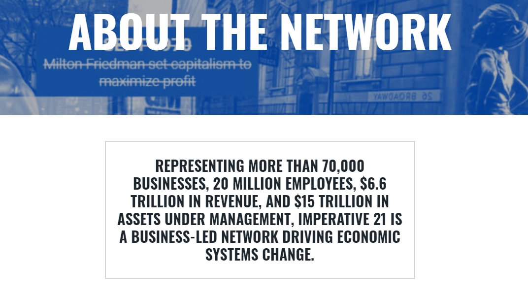 Your new owners. Voted for them? "Founding members: B Lab, B Team, CECP, Coalition for Inclusive Capitalism with Vatican (Lynn Forrester de Rothschild), Conscious Capitalism, JUST Capital have been working independently for years to manifest a new vision of the economy.