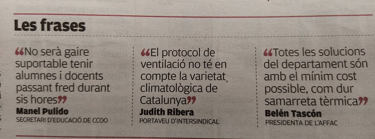 InterEducacio's tweet photo. FIL. Avui parlem de ventilació i fred a les aules a @elpuntavui:
❌Un cop més es fan polítiques sense pensar en la diversitat del país.
✅Diferents climes, diferents solucions.
📲https://t.co/eYUg6Fl6G9 https://t.co/1guk56b6Lr