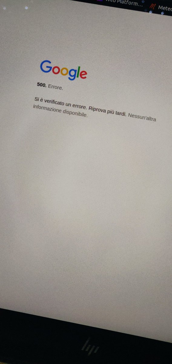 giorgiabosello's tweet photo. When you're in a conference meet and magically, all of Google apps go to error 500. #googledown https://t.co/CzRXtjmwr4