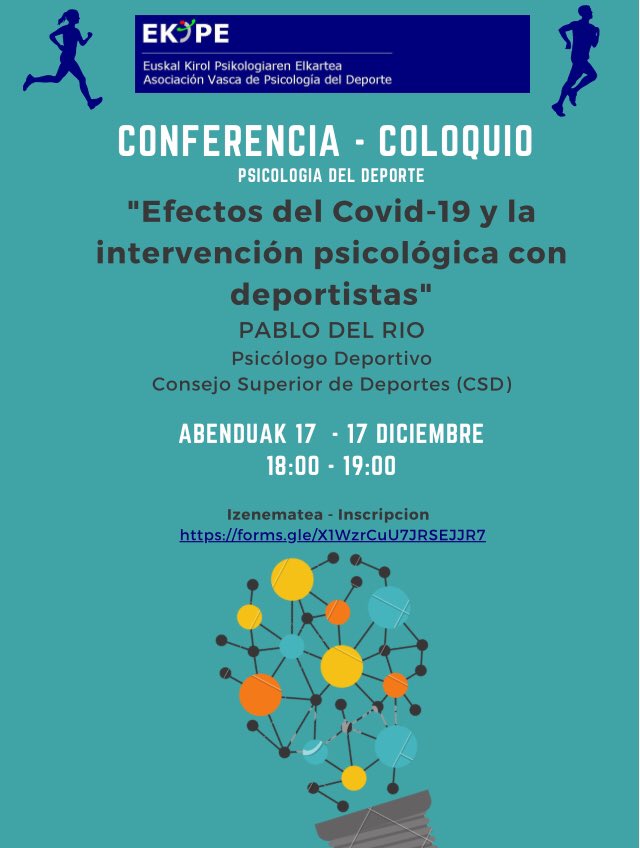 CongresoFEPD's tweet photo. Conferencia-coloquio on line “Efectos del COVID y la intervención psicológica con deportistas” by @pablorio1955    Organizada por #EKIPE 17 de diciembre. Inscripciones en https://t.co/mrATxGb7YH @fepsicodep @deportegob @CopMadrid @cop_psicologia https://t.co/3reGgebAvJ