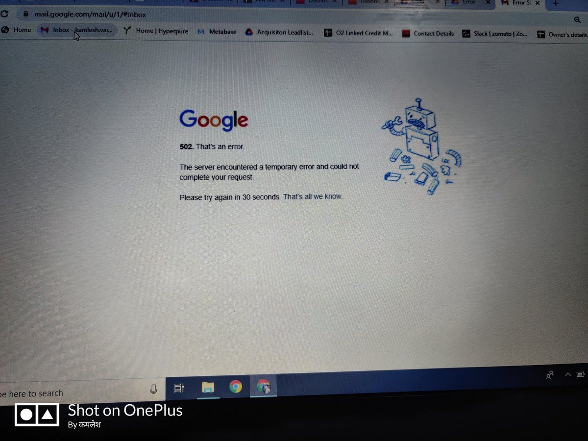 ImKamleshV's tweet photo. Google are over the world facing this issue ?
#googlenotworking
#Google https://t.co/rte7NIn6cg