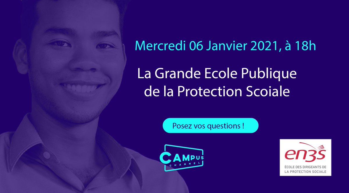 EN3S_officiel's tweet photo. #ConcoursEN3S 
L'EN3S sera présente sur #CampusChannel le 6janv à 18h. En attendant, vous avez jusqu'au 18déc pour poser vos questions sur le concours, la scolarité, les métiers. RDV sur le site Campus-Channel &amp; cliquez sur la pastille rose en bas à droite https://t.co/QZRr7C8ntN https://t.co/6XBNMhcmOi