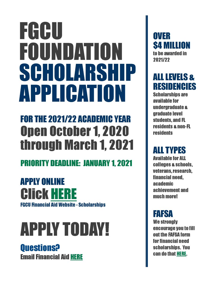 BCH_Counseling's tweet photo. Seniors: Thinking about FGCU? See the Annual Scholarship Application: https://t.co/MVB8PjyaaF