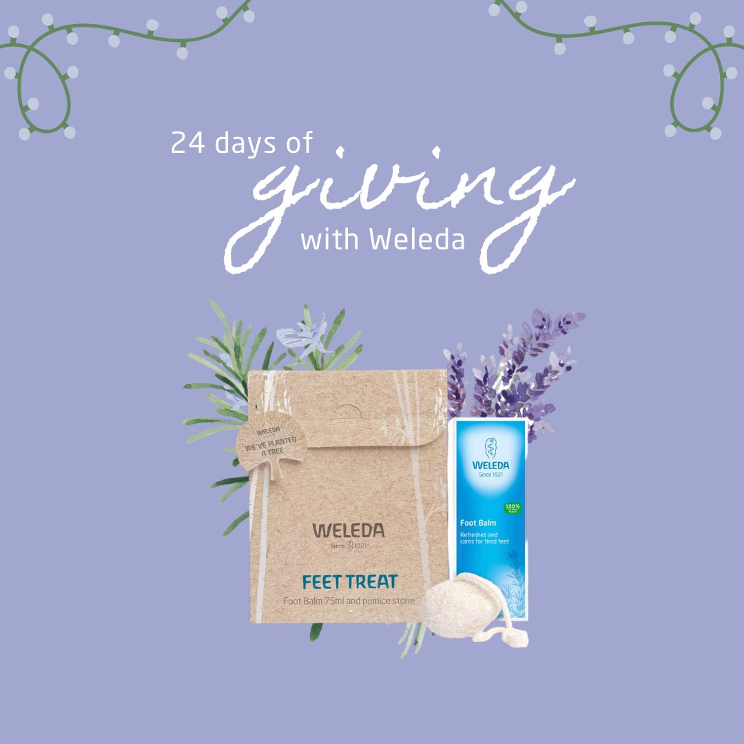 WeledaUK's tweet photo. Keep your feet happy by winning our Feet Treat in today's #24daysofWeleda!
To enter:
๐ Like this Tweet
๐ Follow @weledauk
๐ Retweet this Tweet
Open for 24 hours. UK only. Multiple entries permitted. Not affiliated with Twitter. Full T&Cs on Facebook.
#win #giveaway #comp https://t.co/m6LCuO0EaP