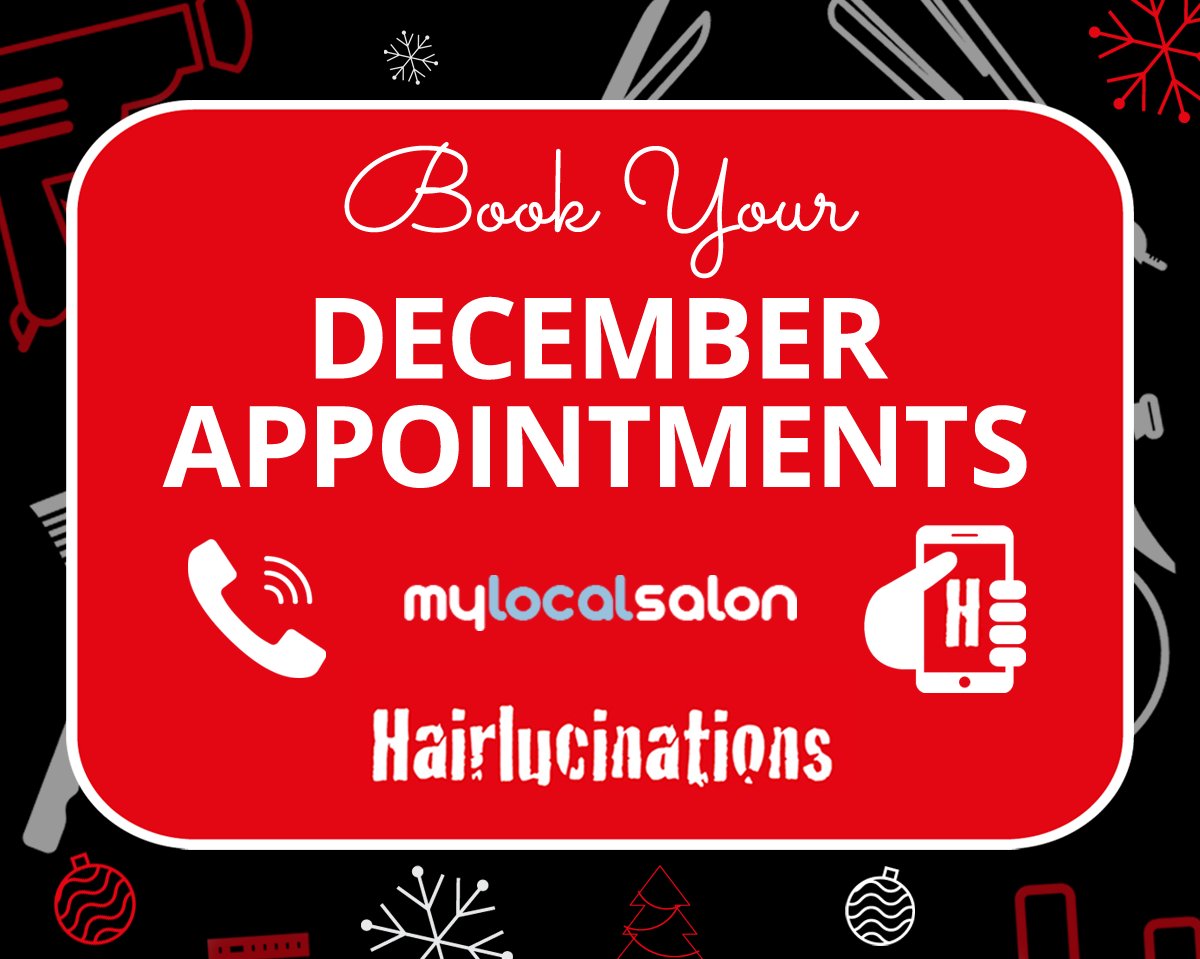 Hairlucinations's tweet photo. Now is the time to secure your December #appointments for your preferred date &amp; time.

Book today by the following options : 
Call 0151 922 6652 to book with us.

Use the salon app, see link to download the app : https://t.co/L0YjF5LOU3

mylocalsalon - 
https://t.co/9WayBeQGCl https://t.co/eEGYh3qQlo