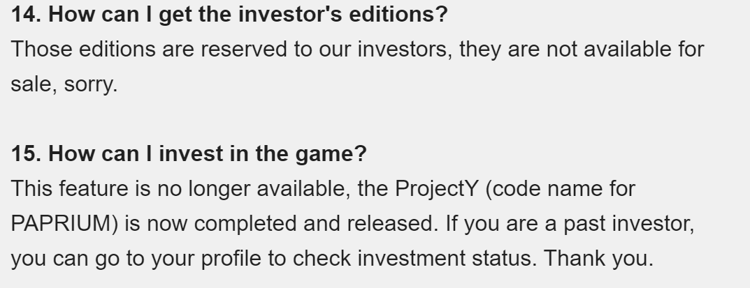 This whole "investor/gems" thing rubs me the wrong way. No comment on the specifics but I won't be buying from other devs that do this. Scummy practice.