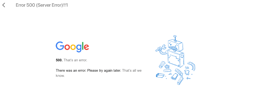 magizuz's tweet photo. @Google acaba de crashear fuerte el classroom, drive y gmail, con un tal error 500. Grande el 2020 #googlecrash #google2020 #Google https://t.co/UqfhAyuHBj