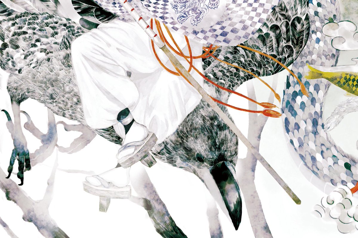 「羽黒山神
人型→神威(烏の姿) 」|山月まり Mari Yamazukiのイラスト