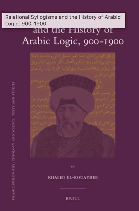 Finally, and given the very many texts, we come to logic which as Khaled el-Rouayheb and Asad Ahmed have shown was a most productive area 25/