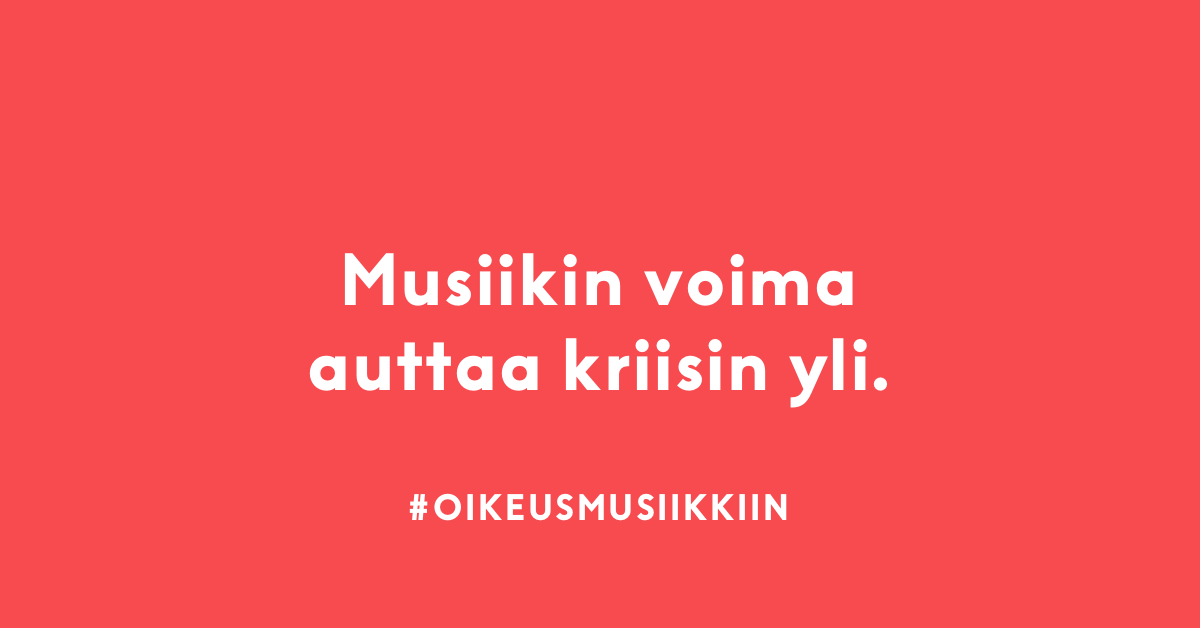 TeostoOfficial's tweet photo. Musiikki auttaa meitä jaksamaan kriisin keskellä. 🎶❤️Koronapandemian vuoksi alan 30 000 ammattilaista ovat nyt menettämässä elinkeinonsa.Tarvitaan paitsi tukea, myös fiksu suunnitelma elpymisestä. ➡️ JAA, jos mielestäsi suomalaisilla on oltava  #oikeusmusiikkiin jatkossakin❗ https://t.co/cj3SoH3q4H