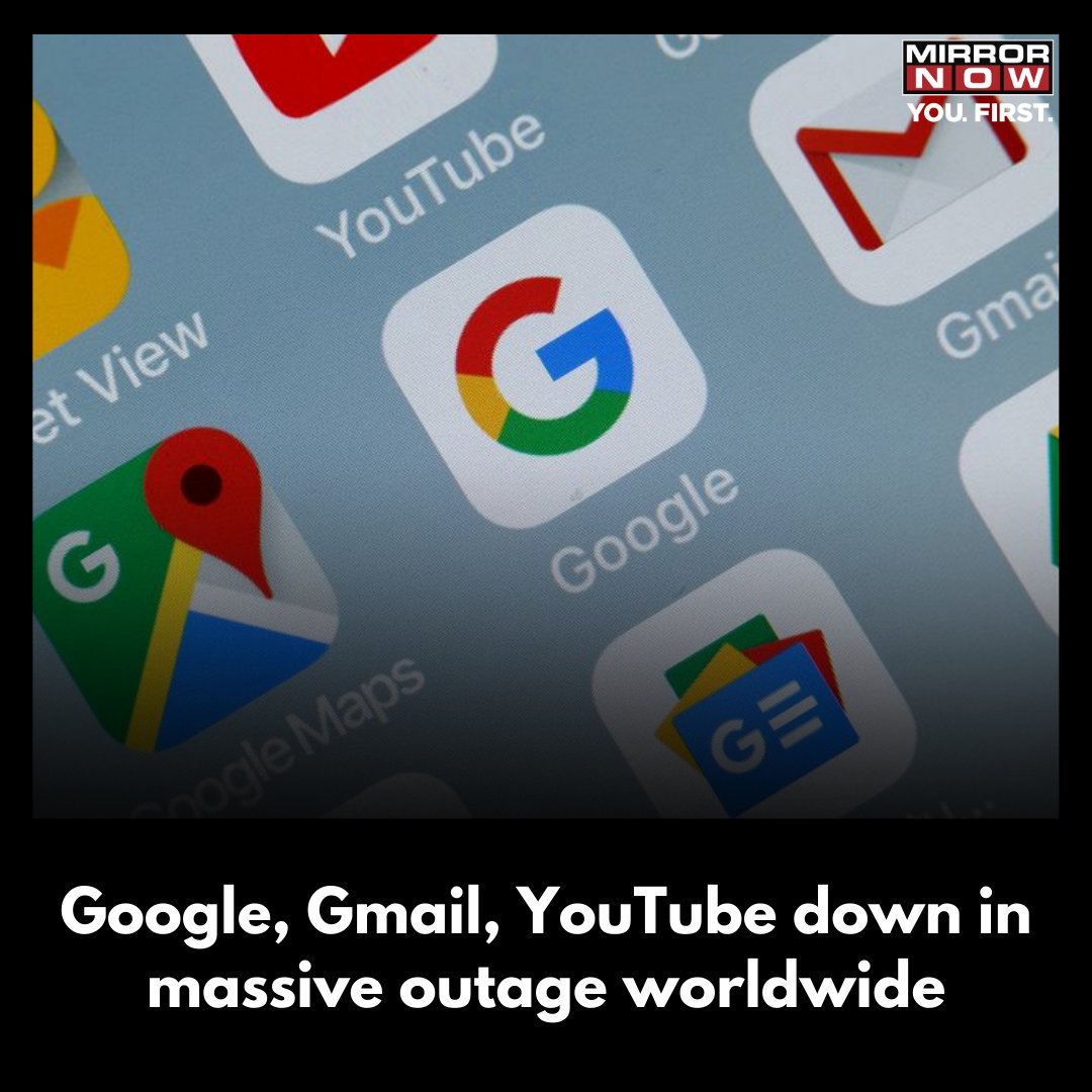 MirrorNow's tweet image. #GoogleService abruptly went down, impacting hundreds of users. Among the services that were disrupted at the time of writing include Gmail, Google Search, YouTube, and Google Maps among others. The latest outage, seemingly started around 10-15 mins back.

#YouTubeDOWN #GmailDown