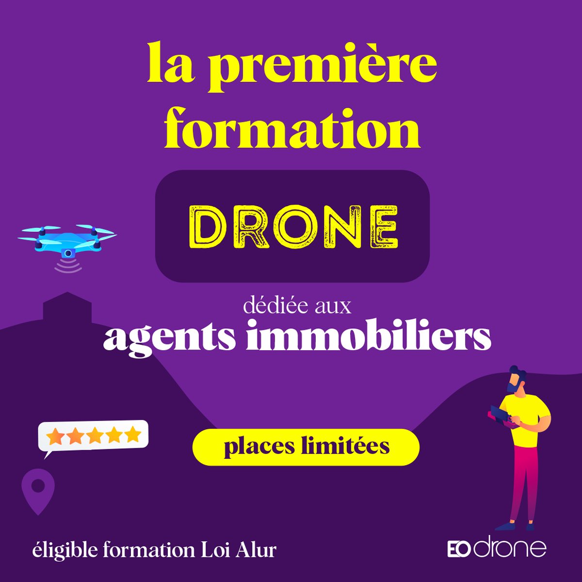 Vous êtes #agent #immobilier 🏘 ? Découvrez la première #formation complète dédiée aux agents immobiliers qui souhaitent réaliser leurs prises de vues par #drone 🚁! Nouvelle réglementation européenne 🇪🇺