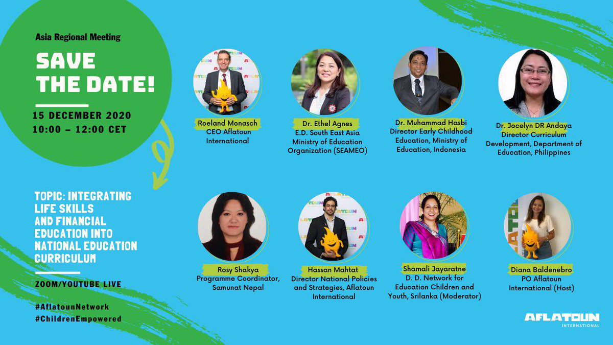 Aflatoun's tweet photo. 💥 Don't forget to join our Asia Regional Meeting this Tuesday, 15 Dec, live on YouTube!
🧑💻 Our speakers will share successful stories about integrating life skills & financial education into national curriculum.
⏰ Set a reminder now: https://t.co/1FHPgABAUL
#AflatounNetwork https://t.co/cDod8oF42d