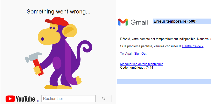 Qui a débranchez la prise ? #YouTubeDOWN  #GmailDOWN #googledown  ?