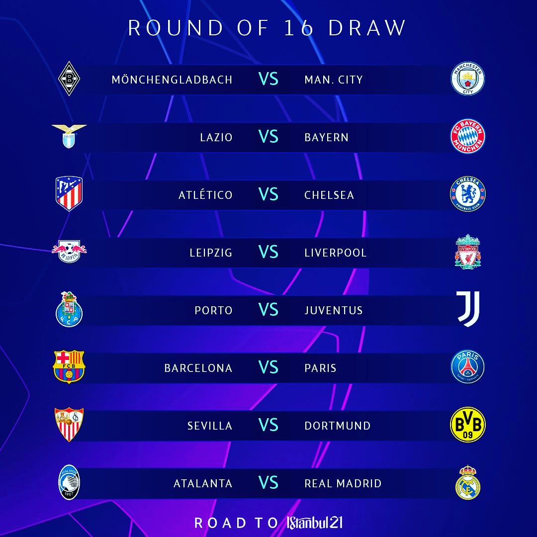 FootyFinds1's tweet photo. Here we go!

Round of 16 draw has been announced.

Which tie are you most looking forward to?

#Uefa #uefachampionsleague #championsleaguedraw #ChampionsLeague https://t.co/XPb6BCzGoq