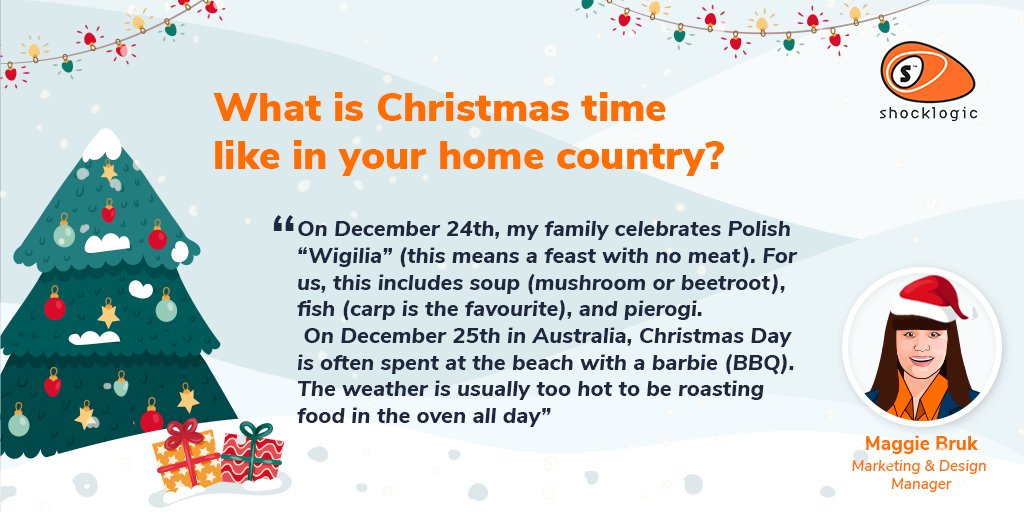 Shocklogic's tweet photo. Welcome to our “Christmas traditions” series! We will be hearing from different members of our team throughout the week. 

@MaggieBruk is originally from Perth, Australia, but her parents are both from Poland, so she embraces Christmas traditions from both countries! #eventprofs https://t.co/7QIEBDBWW9