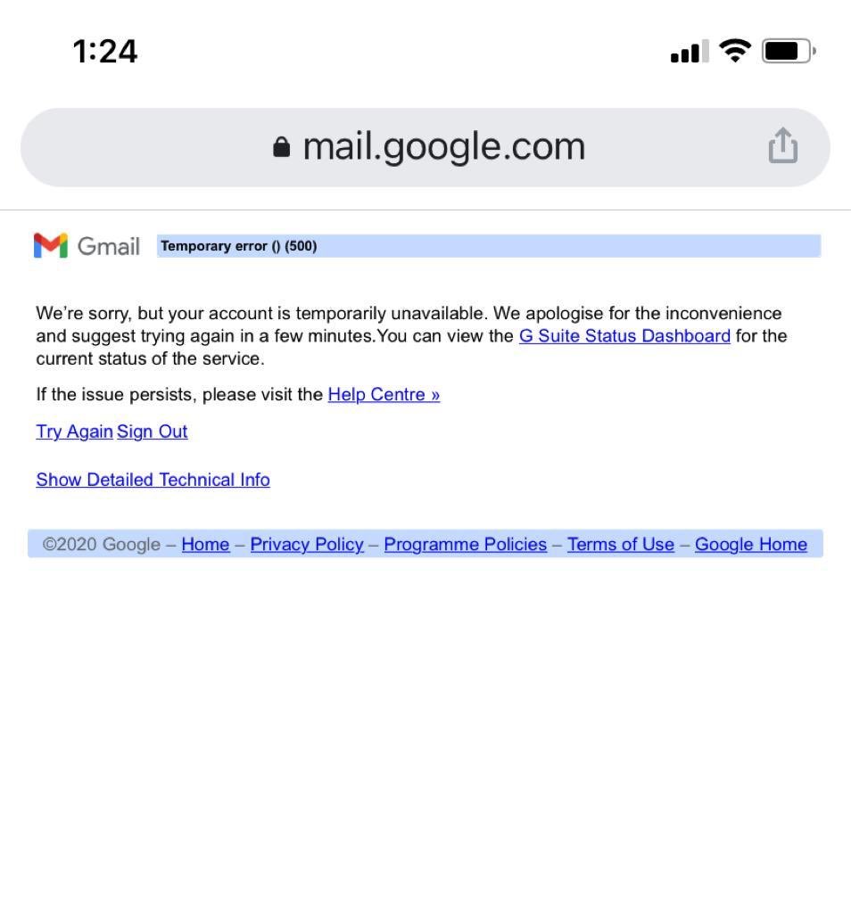 MavericJr's tweet photo. Google is down! 2020 broke it #google#isdown https://t.co/Gost3tZPD8