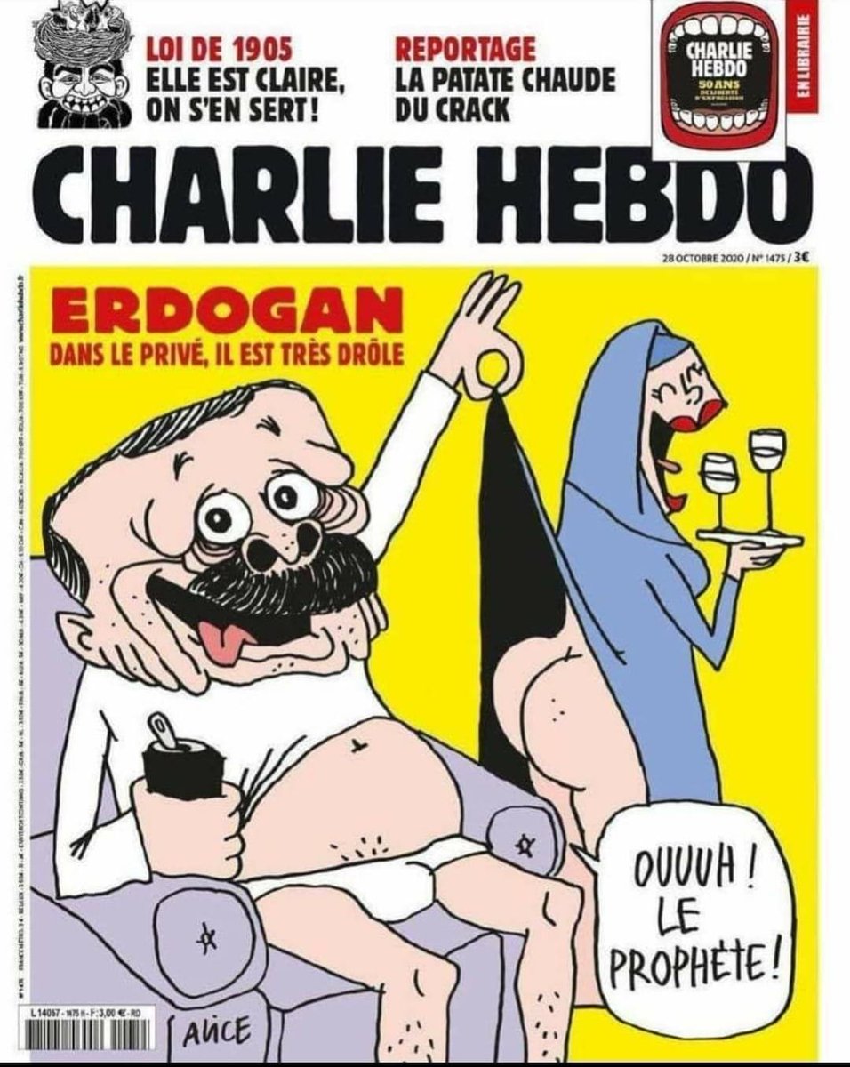 PSipy's tweet photo. مجله شارلی ابدو فرانسه کاریکاتوری از رجب طیب اردوغان کله پوک عثمانی سلطان اسلامگرای ترکیه روی جلد شماره جدید خود منتشر کرده ودر زیر این کاریکاتور آمده : "اردوغان در زندگی خصوصی خود بسیار شوخ و بازیگوش است". https://t.co/bmbBbIBAsq