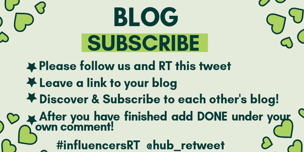 Influencers Retweet Hub (@hub_retweet) on Twitter photo 💕 Blog Subscribe Thread 💕
☘️ FOLLOW <a href="/hub_retweet/">Influencers Retweet Hub</a> for daily threads
☘️ RETWEET this tweet
☘️ ADD your blog link
☘️ SUBSCRIBE to each other's blog!
#bloggersblast #bloggerswanted #bloggerstribe #writingcommunity #bloggercommunity
Happy Blogging! 💕 Blog Subscribe Thread 💕
☘️ FOLLOW <a href="/hub_retweet/">Influencers Retweet Hub</a> for daily threads
☘️ RETWEET this tweet
☘️ ADD your blog link
☘️ SUBSCRIBE to each other's blog!
#bloggersblast #bloggerswanted #bloggerstribe #writingcommunity #bloggercommunity
Happy Blogging!
