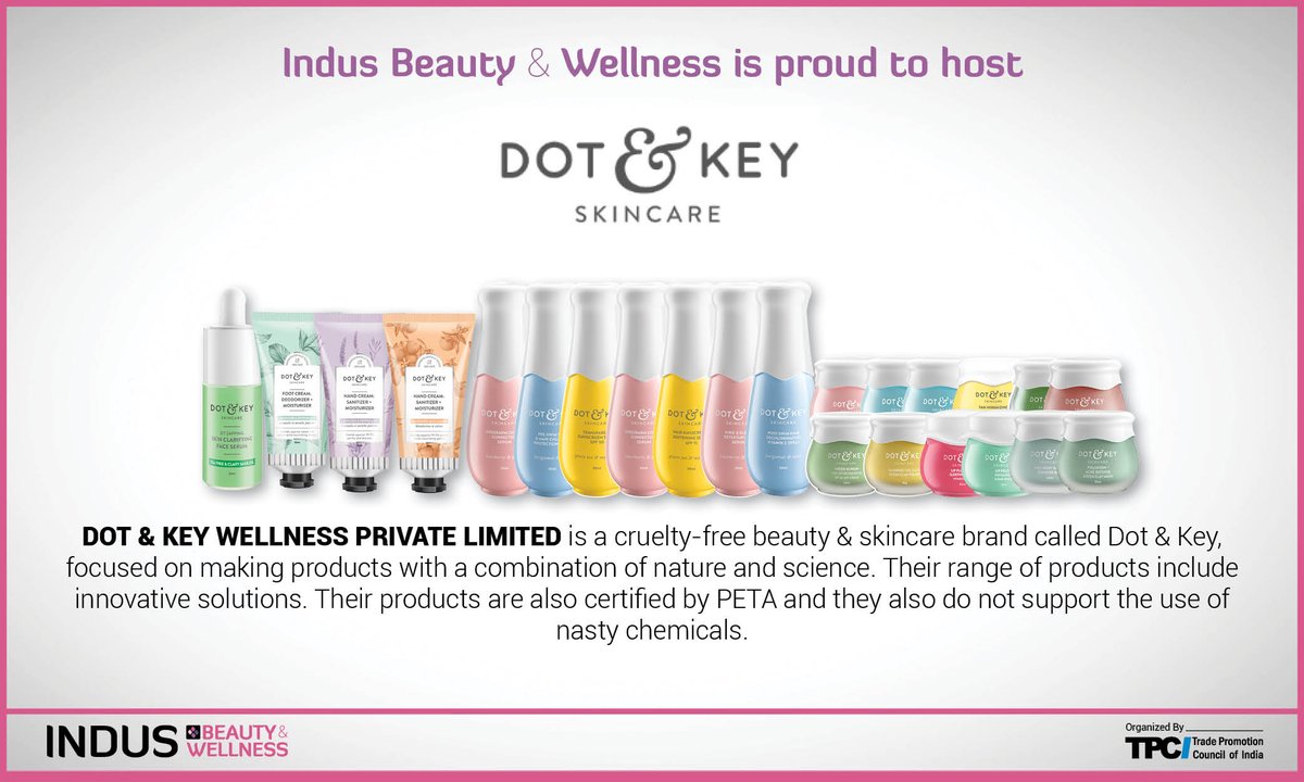BeautyIndus's tweet photo. Meet @dotandkey LIVE @ Indus-Beauty &amp; Wellness and explore their wide range of cruelty-free beauty &amp; skin care products.

To participate,
Contact: +91 8178533037; +91 8882707757
@DoC_GoI @indusfoodshow @TPCI_ @MOFPI_GOI https://t.co/omHMfjIKPo