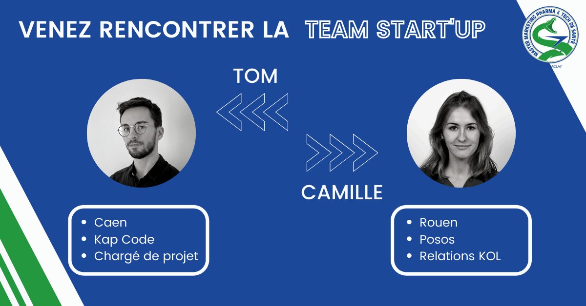 MarketPharmaPXI's tweet photo. ⏲️ J-2 pour nous rencontrer !

💼 Le saviez-vous ? Il est aussi possible de réaliser notre #alternance en #StartUp 🚀 

👩‍🚀Camille, Customer success manager chez @posos_tech 
👨‍💻Tom, chargé de projet dans l'équipe médicale de @Kap_Code https://t.co/qZ6rGWSrDG