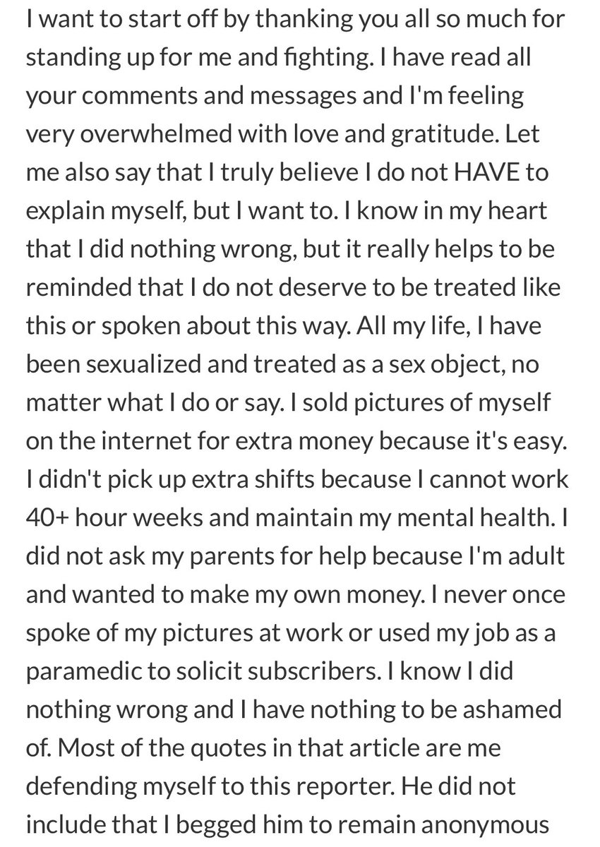 She’s apparently very worried about losing her job. Someone set up a GoFundMe for her to help out (especially if she does lose the job). She wrote an update explaining what happened. https://www.gofundme.com/f/help-lauren-fight-for-her-livelihood