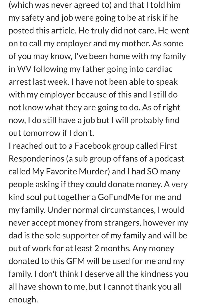 She’s apparently very worried about losing her job. Someone set up a GoFundMe for her to help out (especially if she does lose the job). She wrote an update explaining what happened. https://www.gofundme.com/f/help-lauren-fight-for-her-livelihood