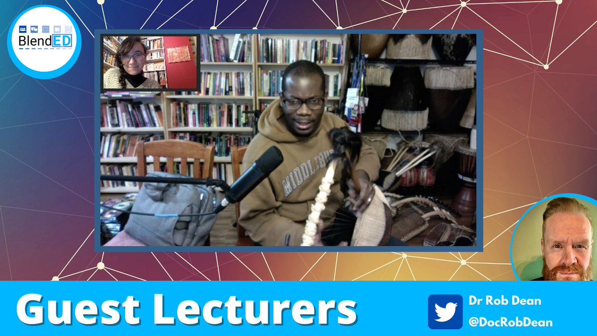 UoL_BlendED's tweet image. On-Line teaching solves a lot of logistical problems, particularly when arranging guest lectures. Even more so when they have more instruments than they could bring. Here’s Cassandre Balsso-Bardin preparing to interview Dr Damascus Kafumbe about Eastern African Music. @DocRobDean