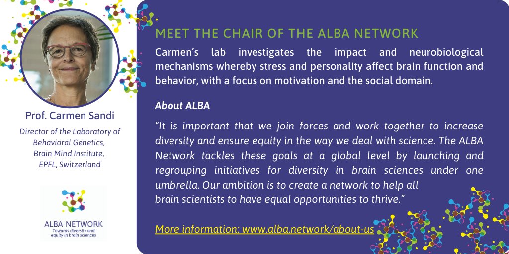 Meet the ALBA Board of Directors: Carmen Sandi  @carmensandi10 is the Chair and the founder of the ALBA Network. She studies how  #stress affect  #brain function and cognition. #ALBAintro  #ALBAretrospectiveMore about the ALBA Team:  http://alba.network/aboutus&nbsp;