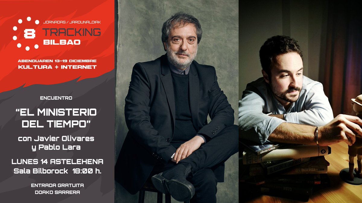 Esta tarde moderaré el interesante encuentro con <a href="/olivares_javier/">javier olivares</a> (creador, showrunner, productor) y <a href="/PabloLaraToledo/">Pablo Lara Toledo</a> (guionista, productor transmedia) de “El Ministerio del Tiempo”, en <a href="/Tracking_Bilbao/">Tracking Bilbao</a>. Entrada gratuita. 18 h. en <a href="/Bilborockbilbao/">Bilborock</a>. <a href="/MdT_TVE/">Mº del Tiempo</a>