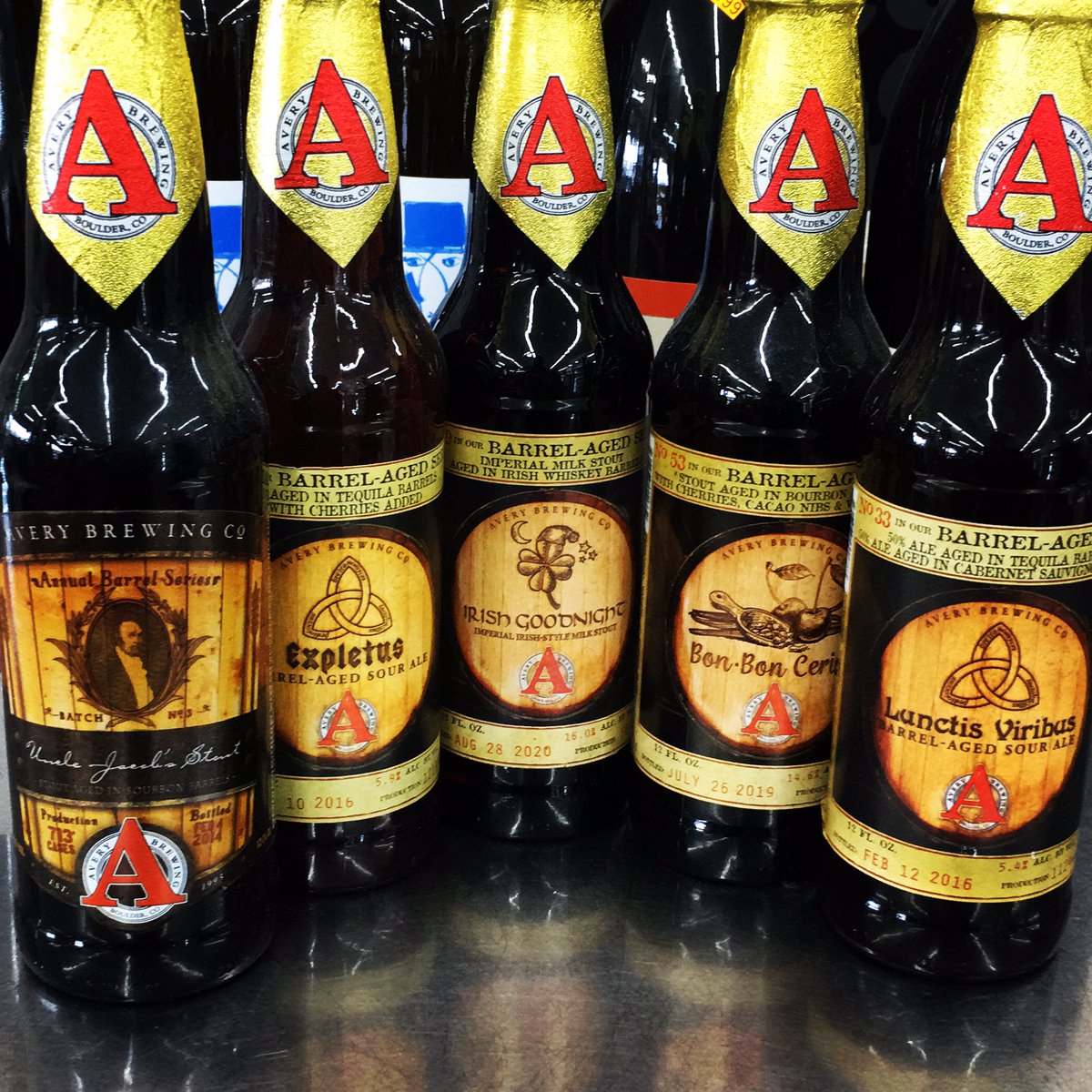 SunriseMiniMart's tweet photo. In now @averybrewingco #irishgoodnight #unclejacobsstout #expletus #bonboncerise & #lunctisviribus #barrelagedbeer #mondaymotivation #sunrisebottleshop https://t.co/Uu8mmJ1Ecy