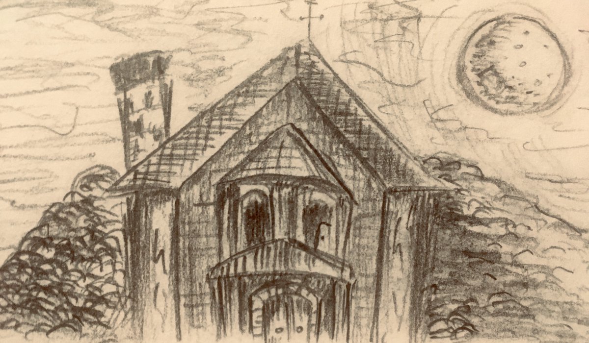 ItsgabboGabe's tweet photo. Sketch.

#Itsgabbo #ItsgabboGabe #Gabolical #GabeEly #sketch #illustration #sketchbook #house #hauntedhouse #hauntedhouseillustration #hauntedhousesketch #fullmoon #moon #moonlight #eeriehouse #eerie #spooky #ideasketching #emptyhouse #blackandwhite #pencilsketch #pencil https://t.co/s1nXlSypQU