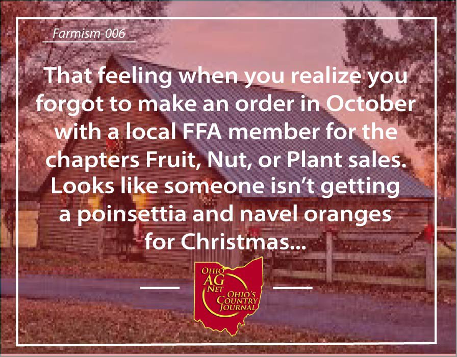 ocj_ohioagnet's tweet photo. Do you know the feeling? ππ₯
#ohioagriculture #farmnews #local #FFA #fruit #nuts #plants #meats #farmbroadcasting #youngfarmers #sales #ohio #farmlife #rural #ohiofarmers #farmism https://t.co/8YRIymIa9R