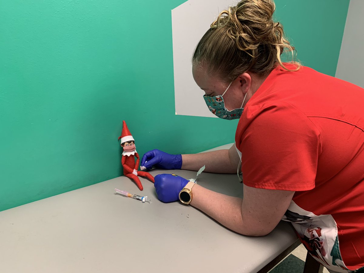CRMCFoundation's tweet photo. Simon the elf reminding you to get your flu shot. #FluShot #ElfOnTheShelf #Influenza #crmc https://t.co/RINwwP9EKA
