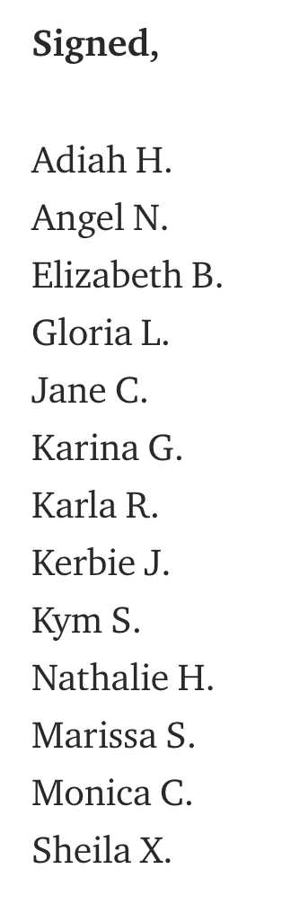 The women on PSL's central committee also doxxed the survivor's government name in their statement but of course they didn't put their own last names down at the bottom.