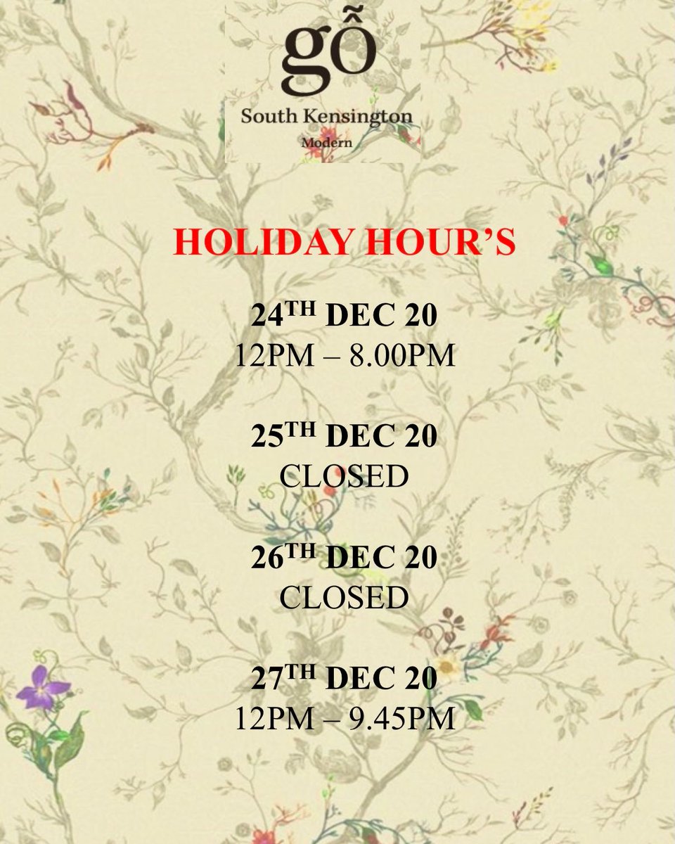 Our Christmas opening hours 🎄