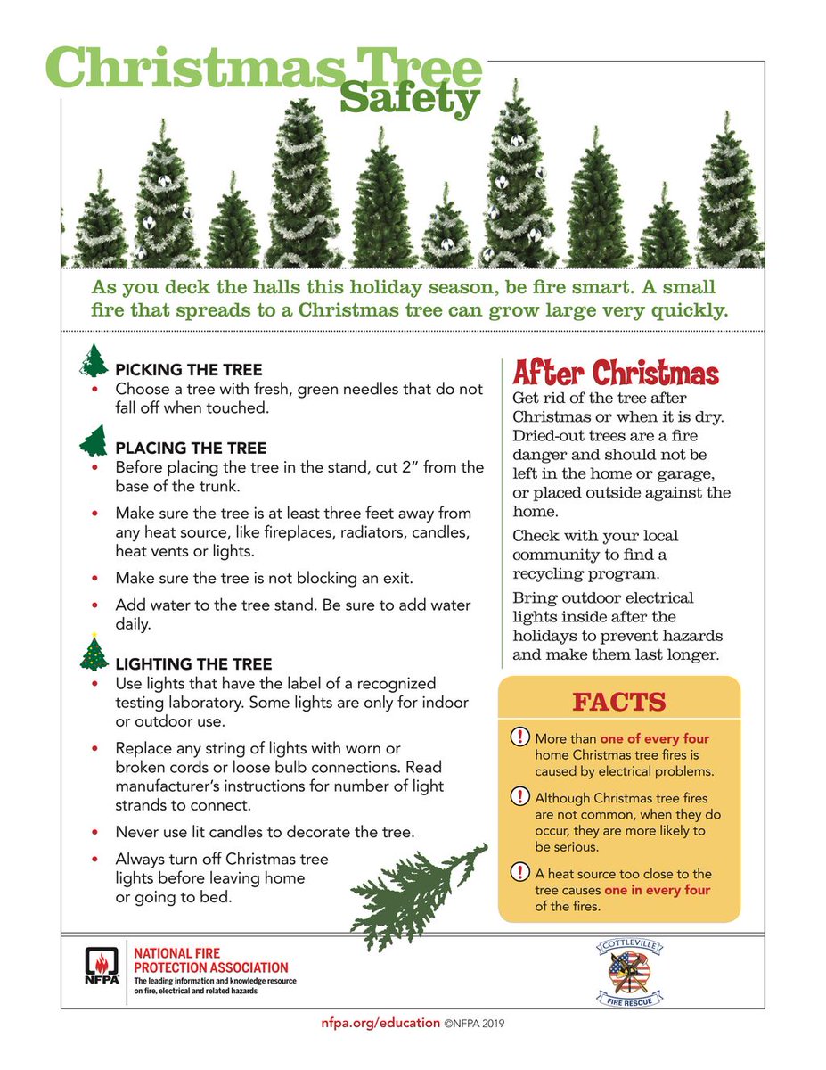 CottlevilleFire's tweet photo. As you deck the halls this holiday season, be fire smart. A small fire that spreads to a Christmas tree can grow large very quickly. #CFPD https://t.co/EGUhYa1hyt