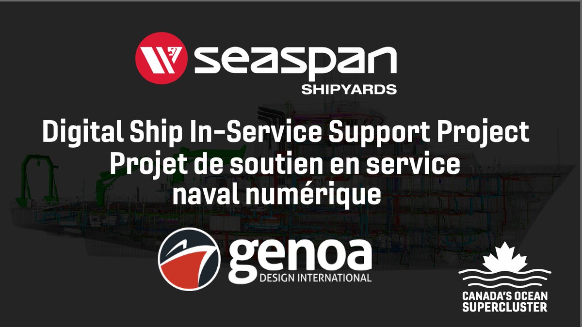 CanadaOSC's tweet photo. Today we announced our first BC-led project. The $3M Digital Ship In-Service Project is led by Seaspan and in partnership with Genoa Design. Together they will help transform the way vessels are managed and maintained. https://t.co/S6WxYeVFZc @MoreThanShips @genoadesign https://t.co/Aum8dzxAQs