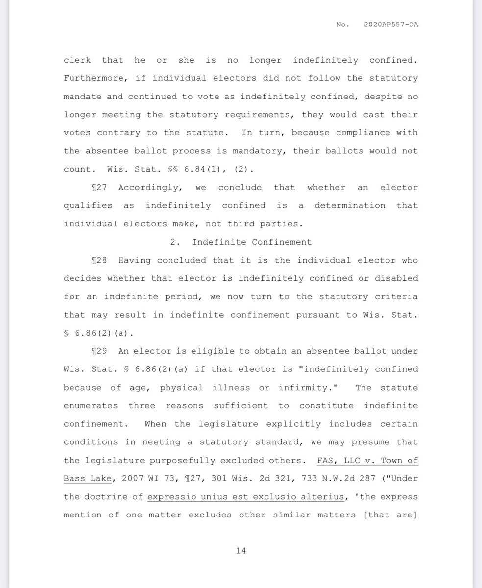 Anyone telling you POTUS lost in the WI decision needs to hold up. I’m reading the decision now and that doesn’t appear to be the case - at all.  https://www.wicourts.gov/sc/opinion/DisplayDocument.pdf?content=pdf&seqNo=315283