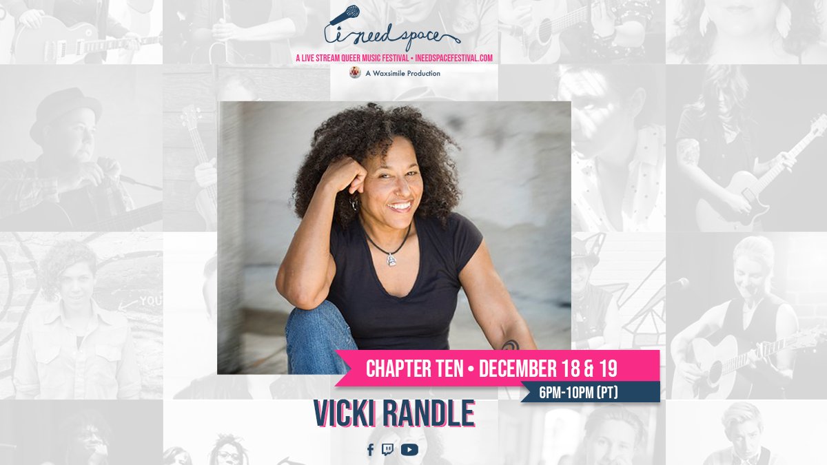 INeedSpaceFest's tweet photo. Chapter 10: THE REUNION. Twenty of our artists SURPRISE COVERING each other.  It's gonna get wild. 

FEATURING: Vicki Randle

Come celebrate #queermusicians, our vast, beautiful community, and the golden lining we have wrought of this year. 

+ All sets #ASLinterpreted.+ https://t.co/M9l8m94fKP