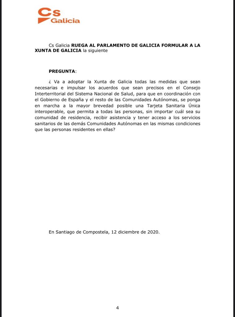 Hemos registrado pregunta en el Parlamento gallego sobre la puesta en marcha de la #TarjetaSanitariaÚnica

Nuestro compromiso es firme porque nadie debe ser tratado como desplazado dentro de su país.

Ahora, le toca a la Xunta hacer su trabajo y poner en marcha su funcionamiento.