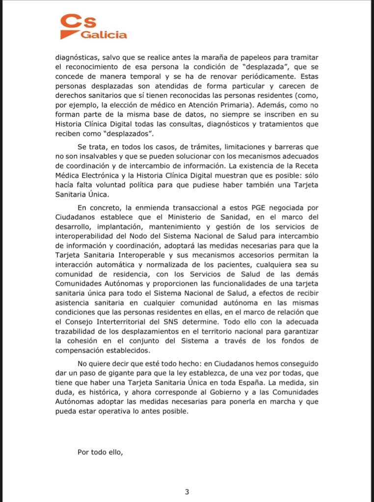 Beatriz_Pino_'s tweet photo. Hemos registrado pregunta en el Parlamento gallego sobre la puesta en marcha de la #TarjetaSanitariaÚnica

Nuestro compromiso es firme porque nadie debe ser tratado como desplazado dentro de su país.

Ahora, le toca a la Xunta hacer su trabajo y poner en marcha su funcionamiento. https://t.co/6BDmDKK9Kt