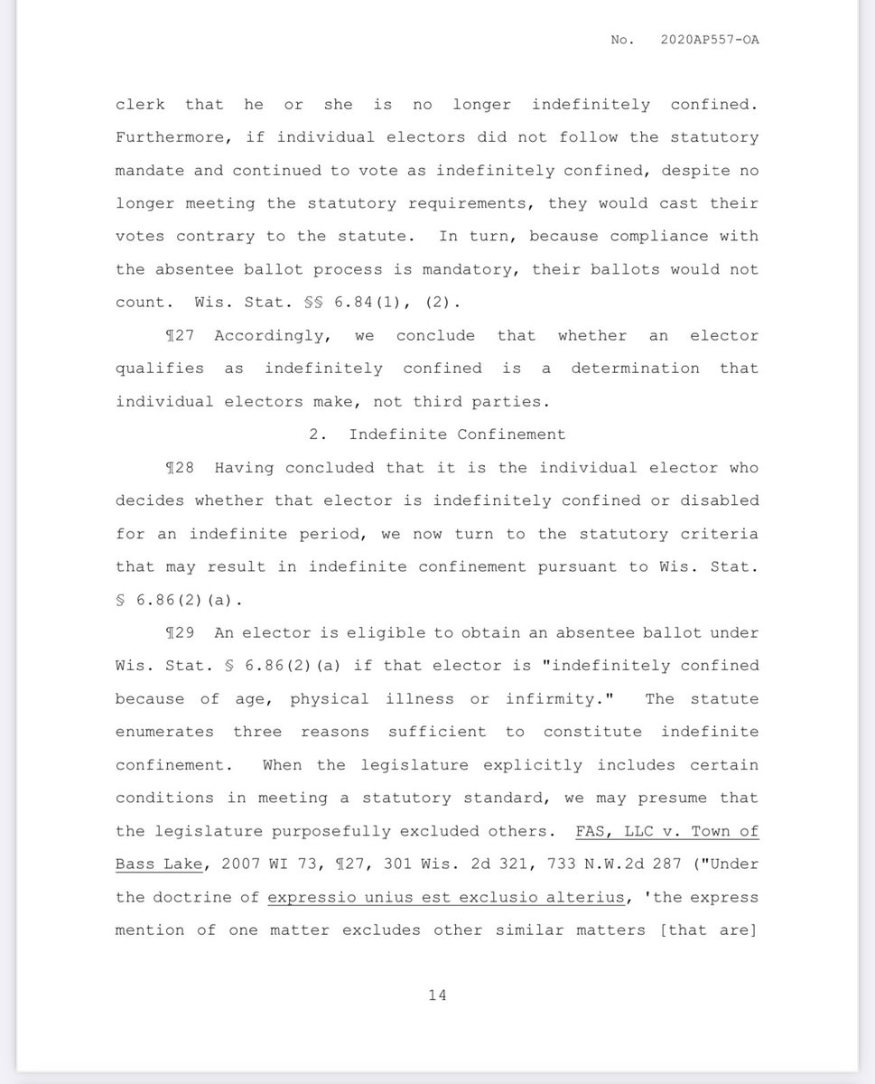 Anyone telling you POTUS lost in the WI decision needs to hold up. I’m reading the decision now and that doesn’t appear to be the case - at all.  https://www.wicourts.gov/sc/opinion/DisplayDocument.pdf?content=pdf&seqNo=315283
